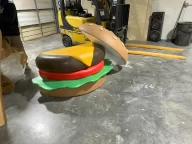 Painting on Custom fabricated huge burger by 360CSG for Wallmart - SpringGrillin Event.